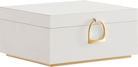 2-Layer Jewelry Box, Jewelry Organizer with Handle, Removable Jewelry Tray, White