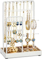 Jewelry Holder, Jewelry Organizer, Jewelry Display Stand with Metal Frame, Matte White