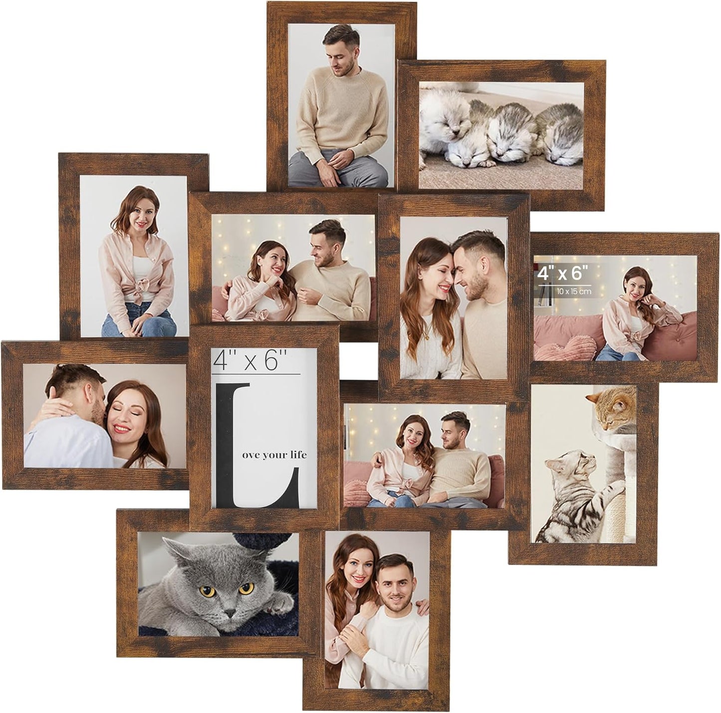 Songmics 12 photo collage picture frames 4x6 Rustic Brown