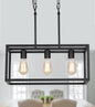 3 Light Island Open Rectangular Linear Chandelier